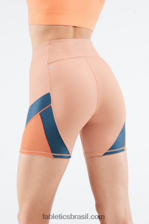 Fabletics madeira de bétula/verdadeiro azul-petróleo/laranja estourada 420HR541 cintura alta motion365 corrida curta 6