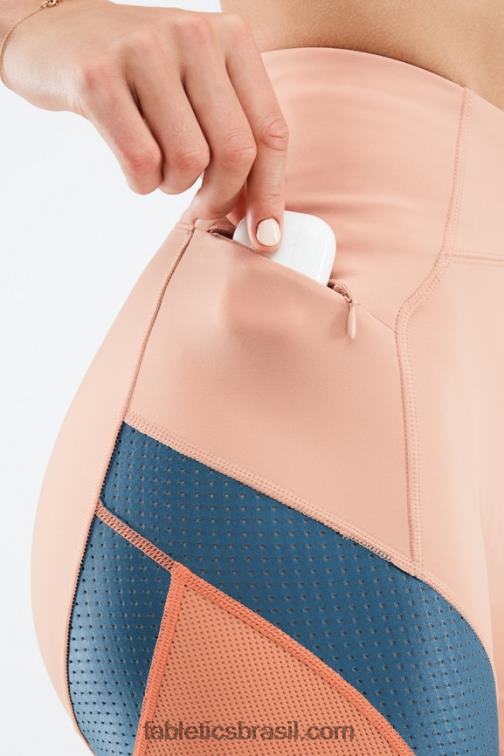 Fabletics madeira de bétula/verdadeiro azul-petróleo/laranja estourada 420HR541 cintura alta motion365 corrida curta 6