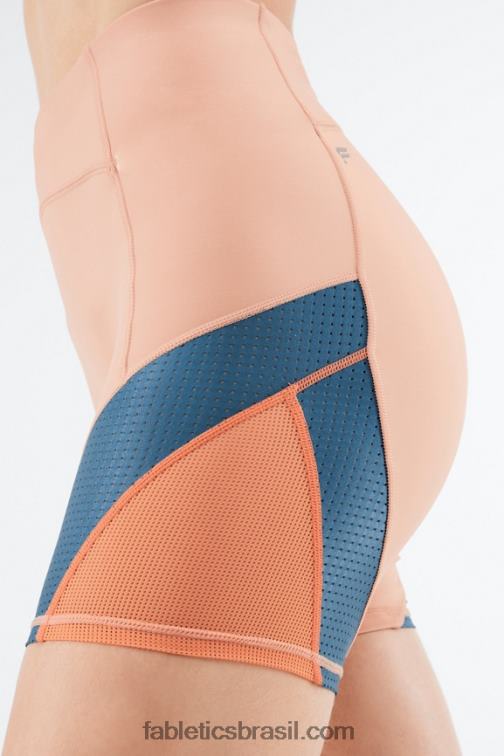 Fabletics madeira de bétula/verdadeiro azul-petróleo/laranja estourada 420HR541 cintura alta motion365 corrida curta 6