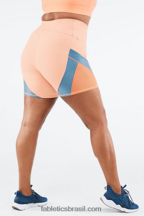 Fabletics madeira de bétula/verdadeiro azul-petróleo/laranja estourada 420HR542 cintura alta motion365 corrida curta 6