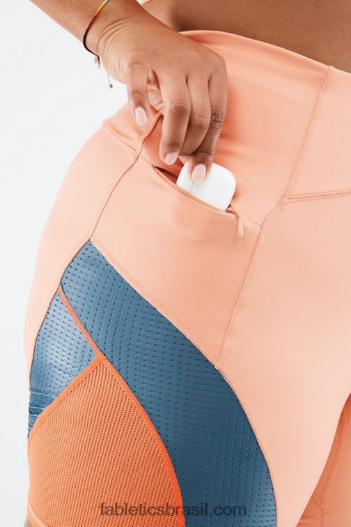 Fabletics madeira de bétula/verdadeiro azul-petróleo/laranja estourada 420HR542 cintura alta motion365 corrida curta 6