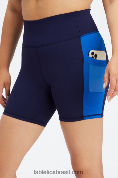 Fabletics marinho profundo/azul elétrico 420HR249 on-the-go powerhold cintura alta 6'' curto 5 mulheres