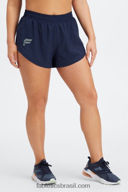 Fabletics marinho profundo/logotipo reflexivo 420HR458 velocidade máxima cintura média corrida curta mulheres