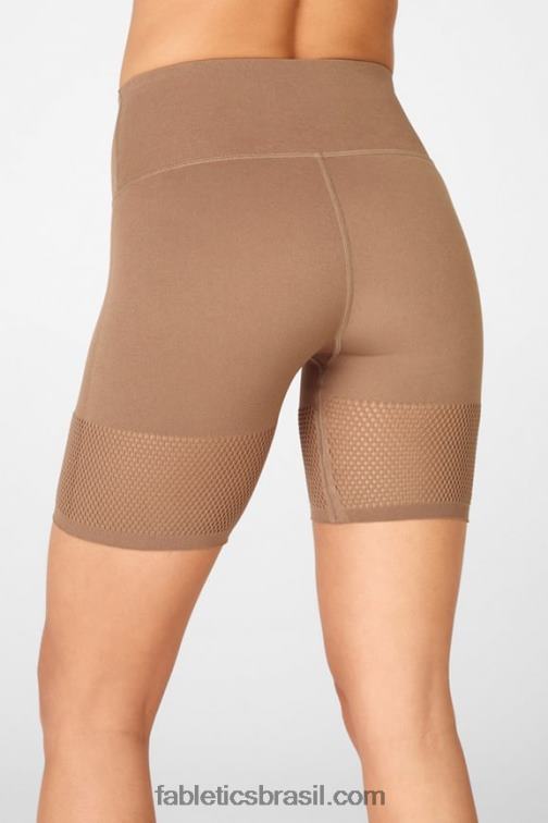 Fabletics marinho profundo/logotipo reflexivo 420HR586 short cintura alta em malha esculpida mulheres