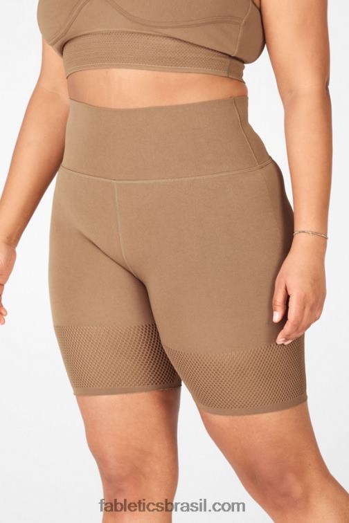 Fabletics marinho profundo/logotipo reflexivo 420HR587 short cintura alta em malha esculpida mulheres