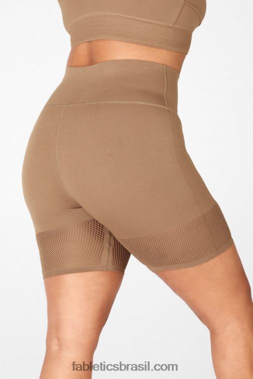 Fabletics marinho profundo/logotipo reflexivo 420HR587 short cintura alta em malha esculpida mulheres