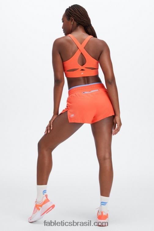 Fabletics néctar laranja/fuga da ilha/prata reflexiva 420HR274 respirar cintura média correr curto mulheres
