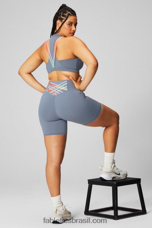 Fabletics nuvem de tempestade/ombre o dia todo 420HR410 boost powerhold cintura alta 6'' short mulheres