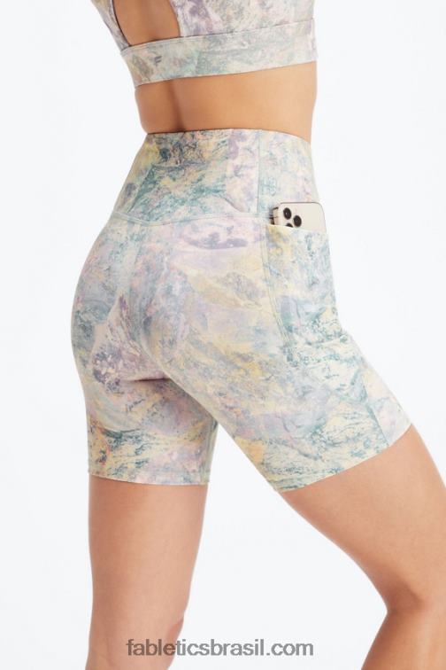 Fabletics pedreira cinza/atômico 420HR317 short cintura alta pureluxe crossover 6'' mulheres