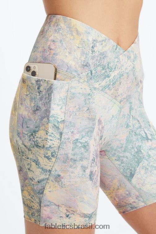 Fabletics pedreira cinza/atômico 420HR317 short cintura alta pureluxe crossover 6'' mulheres