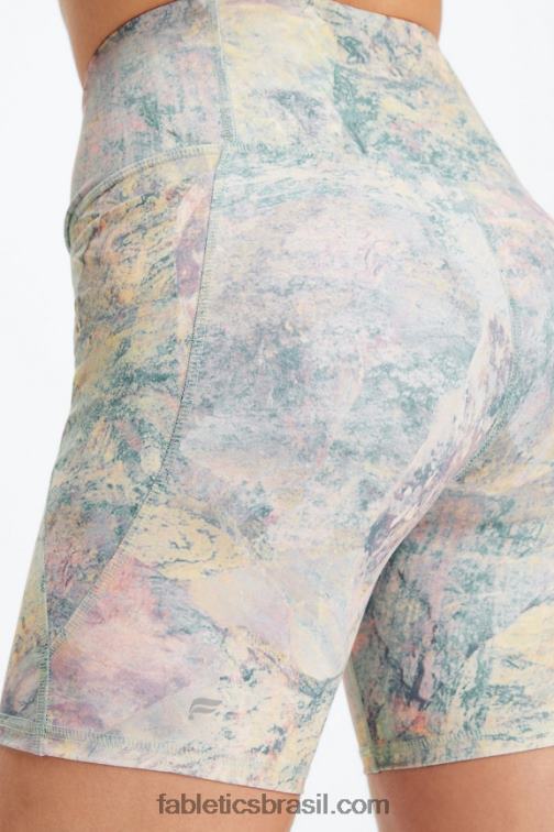 Fabletics pedreira cinza/atômico 420HR317 short cintura alta pureluxe crossover 6'' mulheres