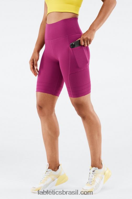 Fabletics preto/branco clássico 420HR544 short de malha cintura alta com bolso mulheres