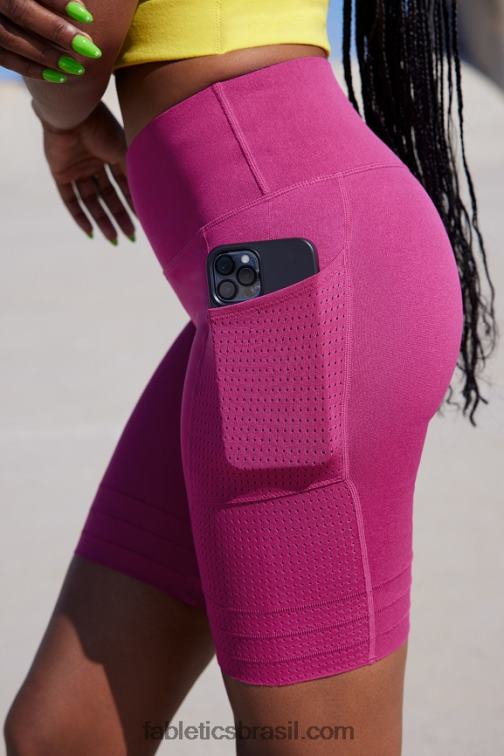 Fabletics preto/branco clássico 420HR544 short de malha cintura alta com bolso mulheres