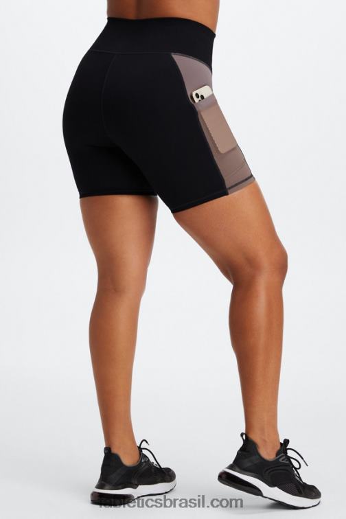 Fabletics preto/fumado 420HR259 on-the-go powerhold cintura alta 6'' curto 7 mulheres
