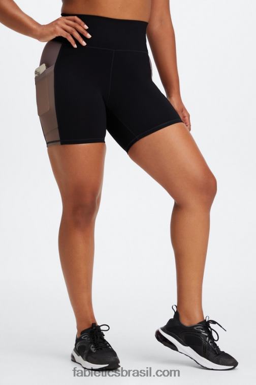 Fabletics preto/fumado 420HR259 on-the-go powerhold cintura alta 6'' curto 7 mulheres