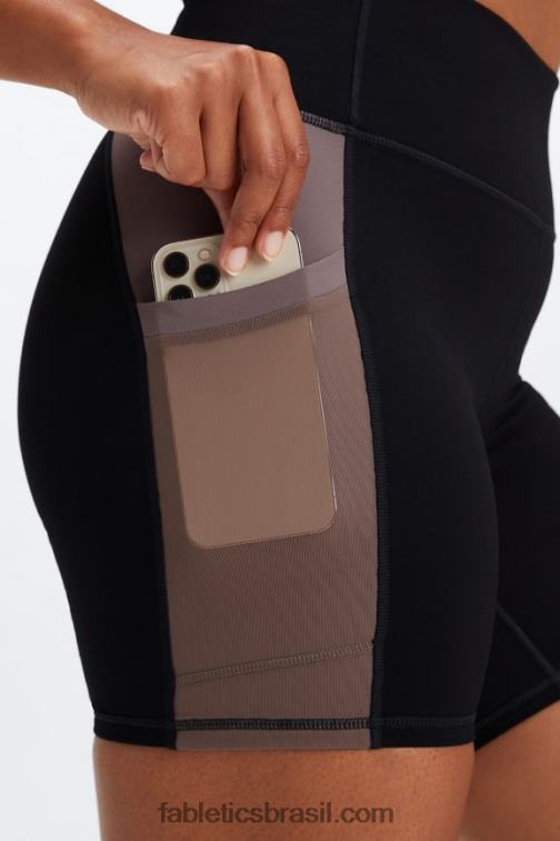 Fabletics preto/fumado 420HR259 on-the-go powerhold cintura alta 6'' curto 7 mulheres