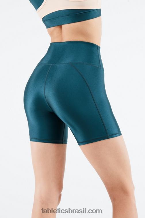 Fabletics preto pequeno marmorizado/raspas 420HR539 short cintura alta brilho 6" mulheres