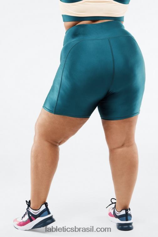 Fabletics preto pequeno marmorizado/raspas 420HR540 short cintura alta brilho 6" mulheres