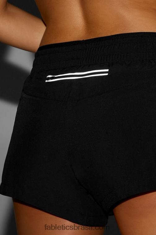 Fabletics preto/prata reflexivo 420HR270 respirar cintura média correr curto mulheres