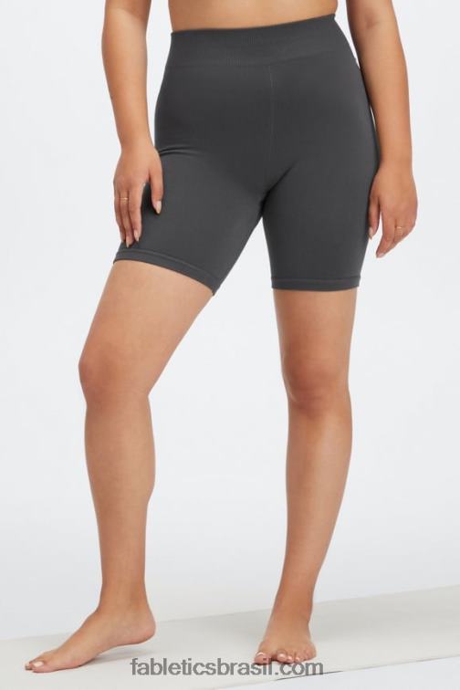 Fabletics preto/prata reflexivo 420HR443 short sem costura de cintura alta de 7