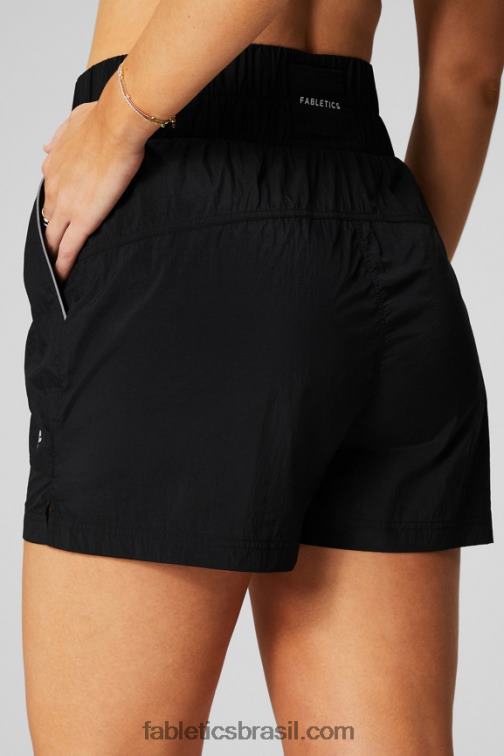 Fabletics preto/prata reflexivo 420HR604 short de náilon com cintura ultra alta mulheres