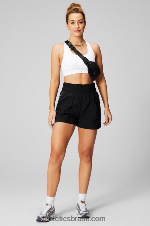 Fabletics preto/prata reflexivo 420HR604 short de náilon com cintura ultra alta mulheres