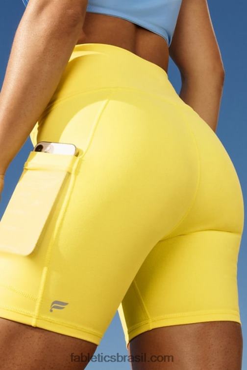 Fabletics terrazzo/logotipo reflexivo 420HR251 on-the-go powerhold cintura alta 6'' curto 5 mulheres