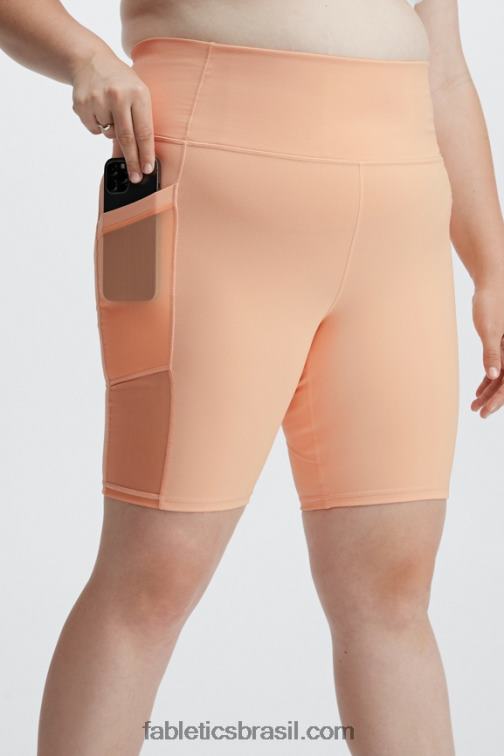 Fabletics tijolo/mandarim 420HR519 short powerhold cintura alta on-the-go 9'' mulheres