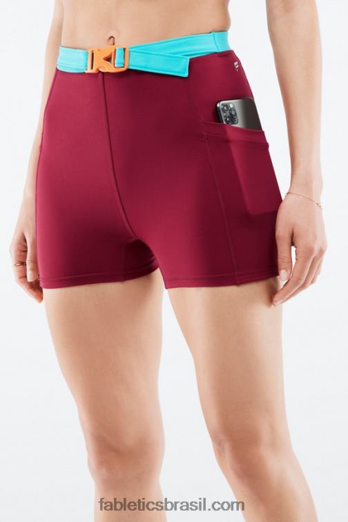 Fabletics tijolo/multi 420HR556 cintura alta motion365 caminhada curta 3'' mulheres