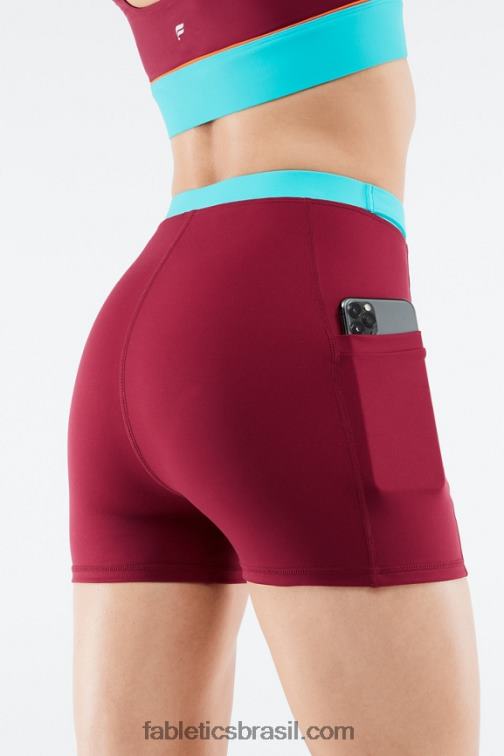 Fabletics tijolo/multi 420HR556 cintura alta motion365 caminhada curta 3'' mulheres