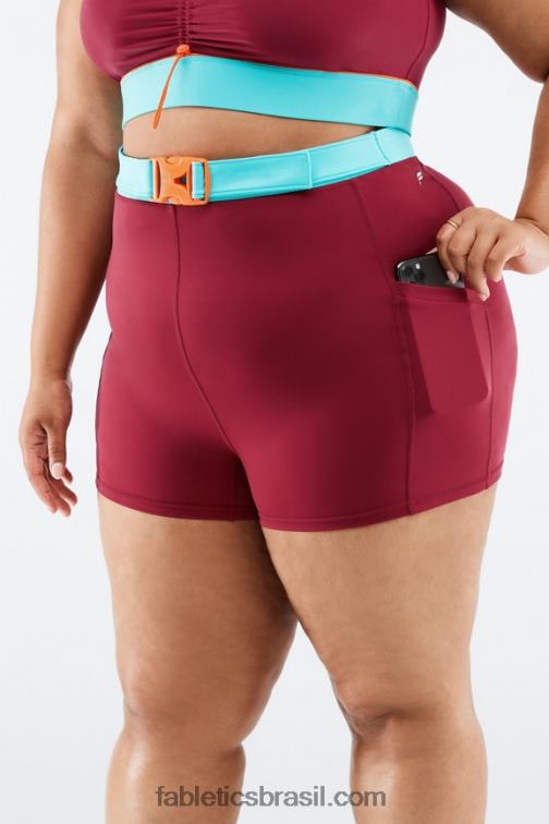 Fabletics tijolo/multi 420HR557 cintura alta motion365 caminhada curta 3'' mulheres
