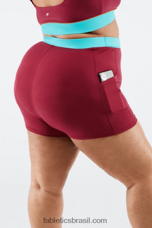 Fabletics tijolo/multi 420HR557 cintura alta motion365 caminhada curta 3'' mulheres