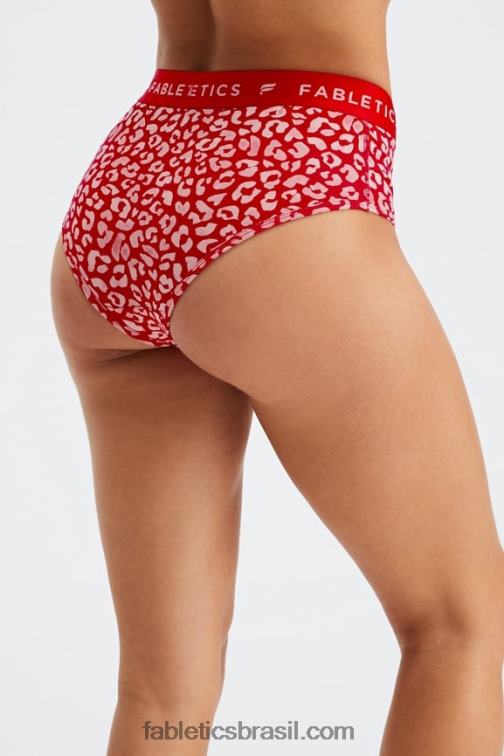 Fabletics alto beijo de leopardo vermelho 420HR2865 Calcinha cintura alta 24-7 mulheres