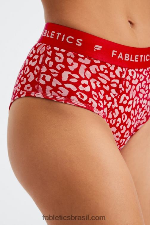 Fabletics alto beijo de leopardo vermelho 420HR2865 Calcinha cintura alta 24-7 mulheres