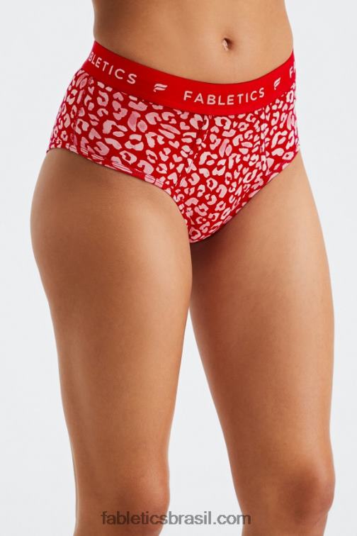 Fabletics alto beijo de leopardo vermelho 420HR2865 Calcinha cintura alta 24-7 mulheres