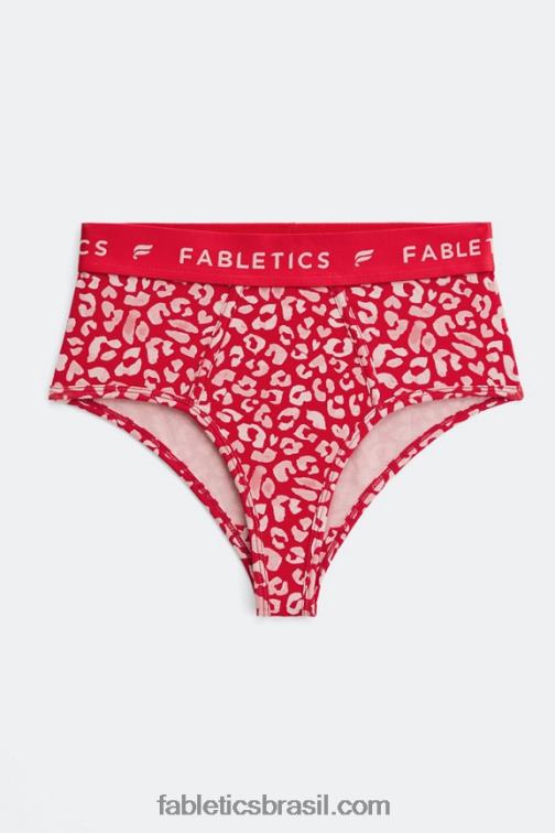 Fabletics alto beijo de leopardo vermelho 420HR2865 Calcinha cintura alta 24-7 mulheres