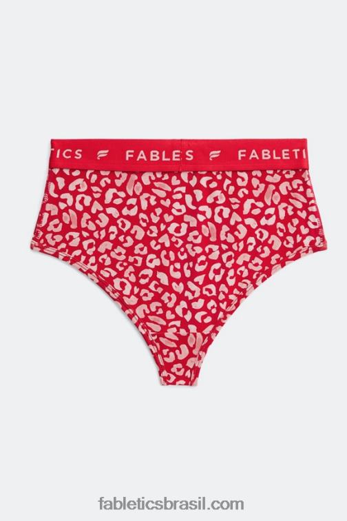 Fabletics alto beijo de leopardo vermelho 420HR2865 Calcinha cintura alta 24-7 mulheres