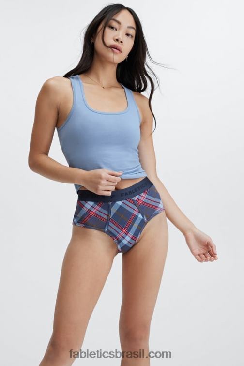 Fabletics clássico tartan marinho 420HR2870 Calcinha cintura alta 24-7 mulheres