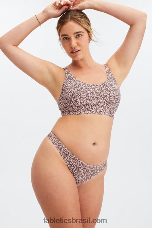 Fabletics mancha de leopardo roseta empoeirada 420HR2847 tanga de toque fino mulheres