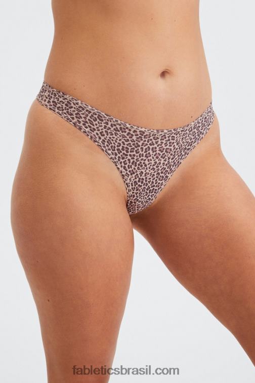 Fabletics mancha de leopardo roseta empoeirada 420HR2847 tanga de toque fino mulheres