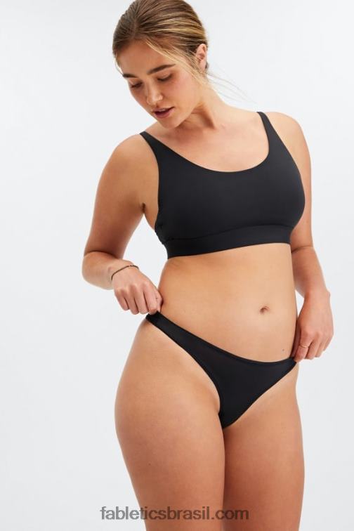 Fabletics preto 420HR2844 tanga de toque fino mulheres