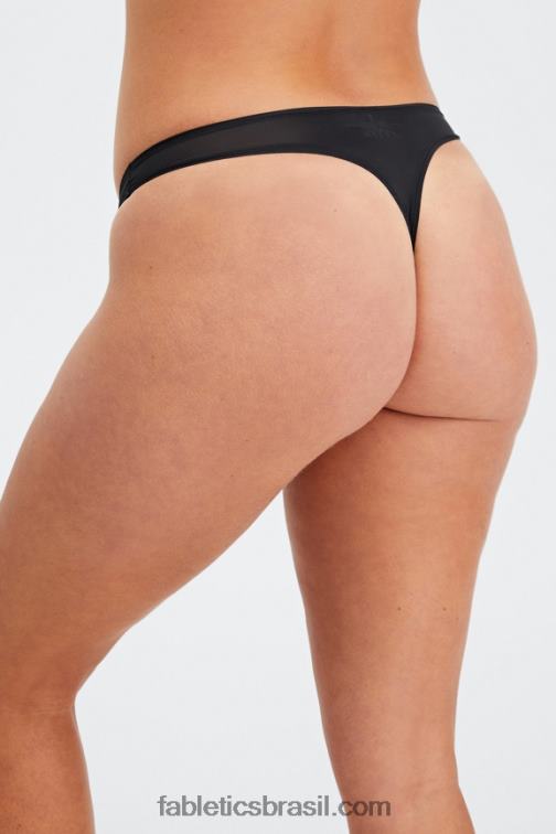 Fabletics preto 420HR2844 tanga de toque fino mulheres