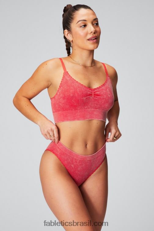 Fabletics vermelho morango lavado 420HR2819 cueca de tricot mulheres