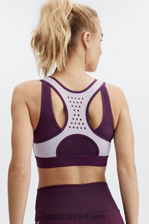 Fabletics berinjela cinza violeta/escura 420HR1422 elsie sutiã esportivo frontal com zíper de alto impacto mulheres