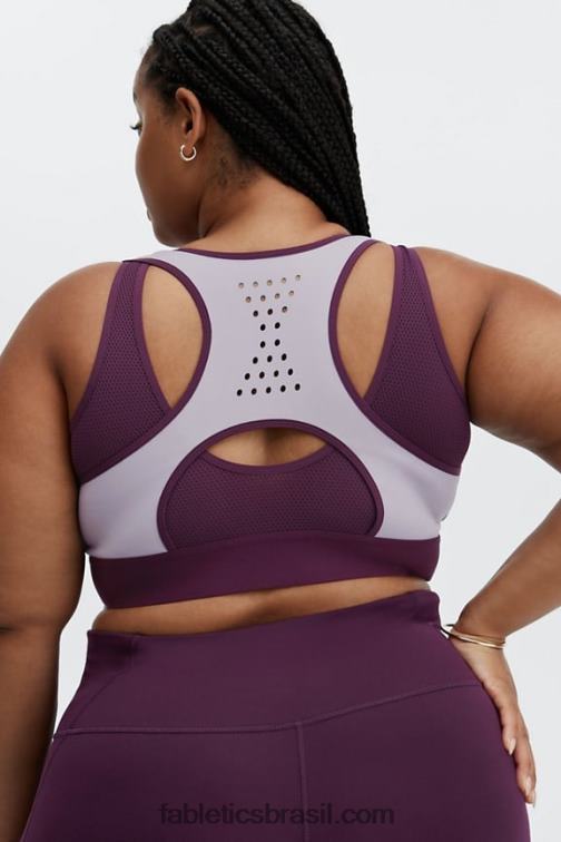 Fabletics berinjela cinza violeta/escura 420HR1423 elsie sutiã esportivo frontal com zíper de alto impacto mulheres