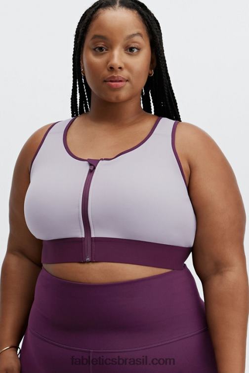 Fabletics berinjela cinza violeta/escura 420HR1423 elsie sutiã esportivo frontal com zíper de alto impacto mulheres