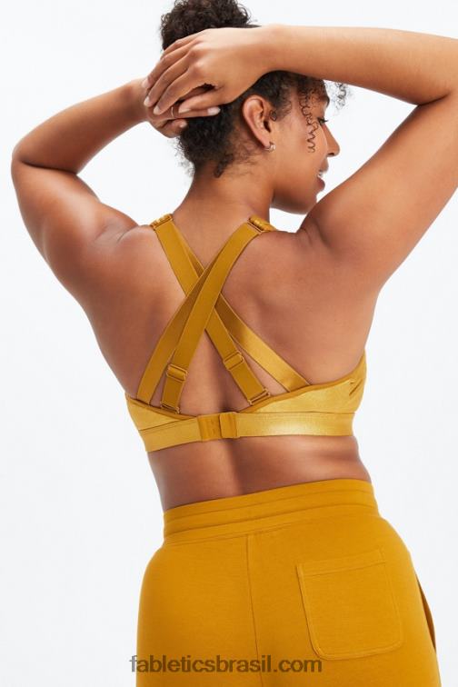 Fabletics brilho bronze escuro 420HR1403 sutiã esportivo ajustável de alto impacto belle iridescente mulheres
