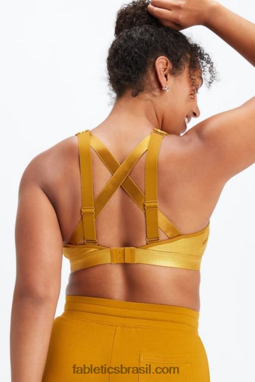 Fabletics brilho bronze escuro 420HR1403 sutiã esportivo ajustável de alto impacto belle iridescente mulheres