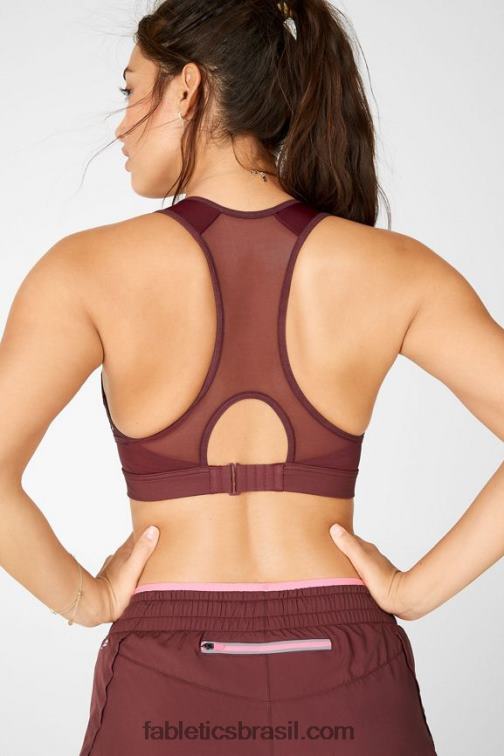 Fabletics ferrugem 420HR1448 sutiã esportivo de alto impacto com zíper frontal mulheres