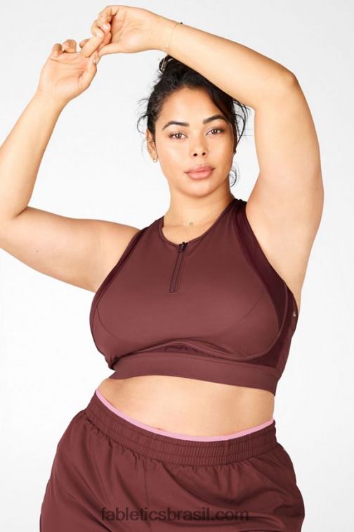 Fabletics ferrugem 420HR1449 sutiã esportivo de alto impacto com zíper frontal mulheres
